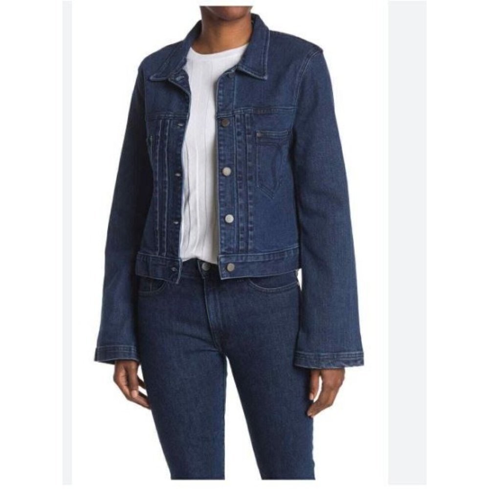 BLDWN Leon Denim Jacket Flare Sleeves Button Down Slim Fit Womens Medium NWT